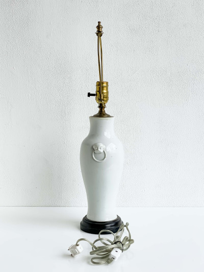 Chinese Porcelain White Glazed Baluster Vase Mounted as a Lamp