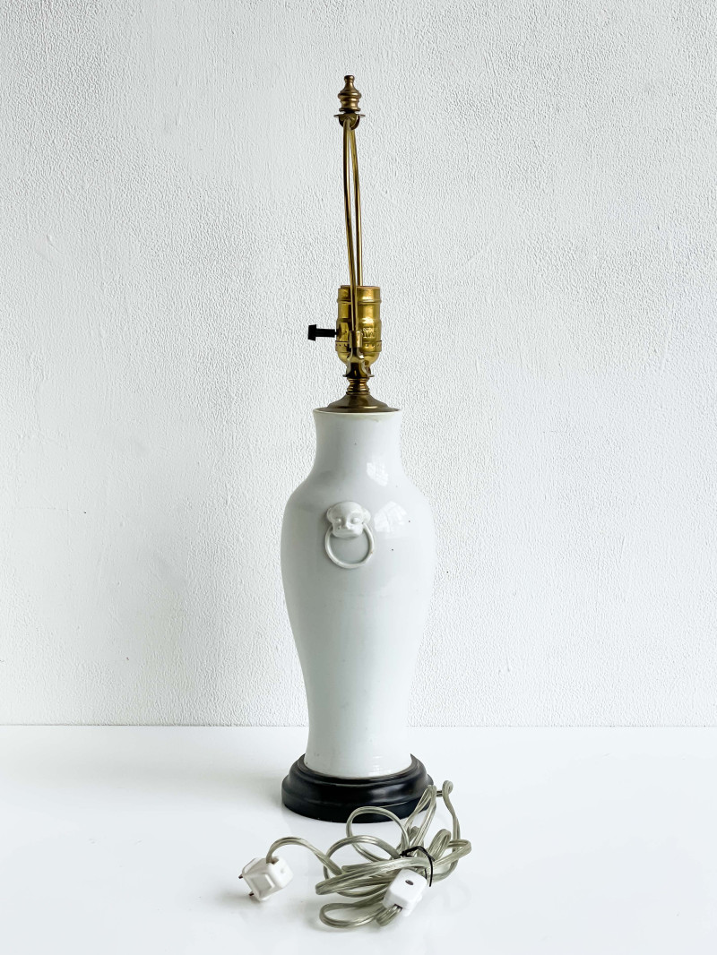 Chinese Porcelain White Glazed Baluster Vase Mounted as a Lamp