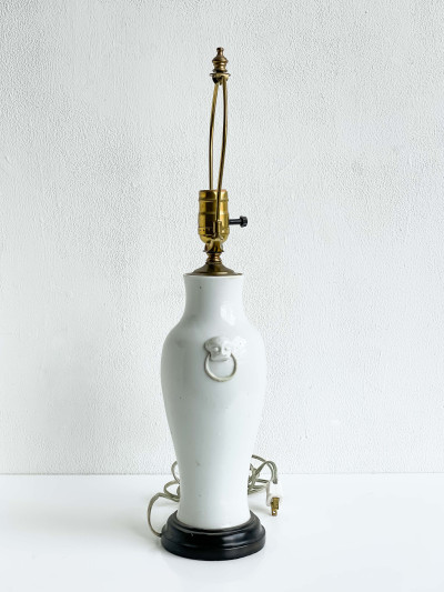Chinese Porcelain White Glazed Baluster Vase Mounted as a Lamp
