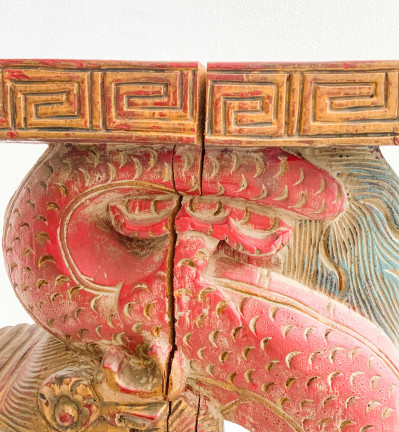 Chinese Carved and Painted Wood Dragon Form Support Column