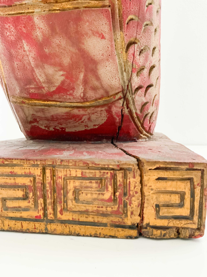 Chinese Carved and Painted Wood Dragon Form Support Column