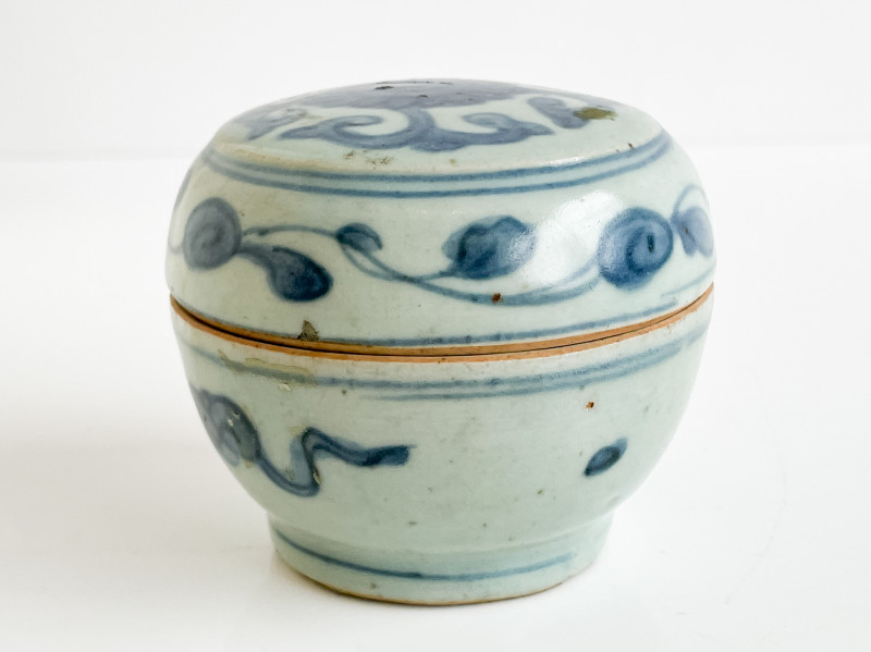 Chinese Underglaze Blue Decorated Small Ceramic Box and Cover