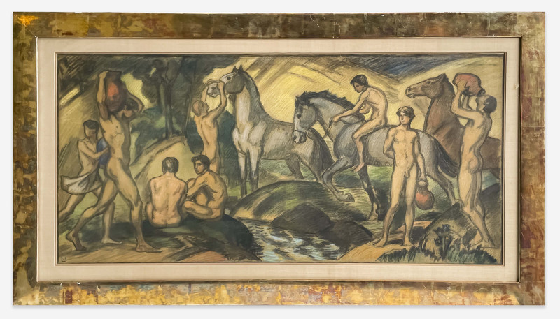 Ludwig von Hofmann - Jünglinge und Pferde vor der Quelle (Youths and Horses by a Spring)