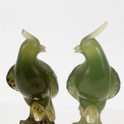 Pair Chinese Carved Hardstone Pheasants