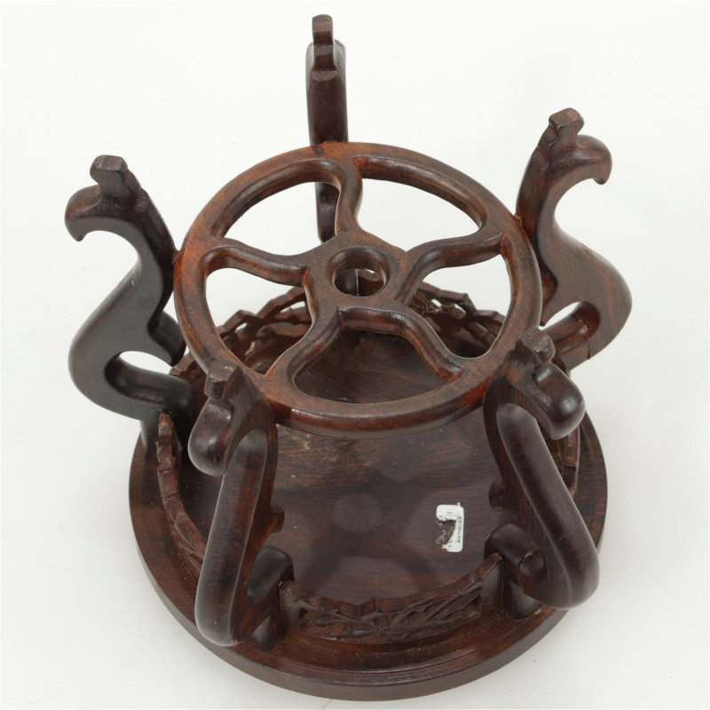 Two Chinese Jichimu Carved Wood Stands