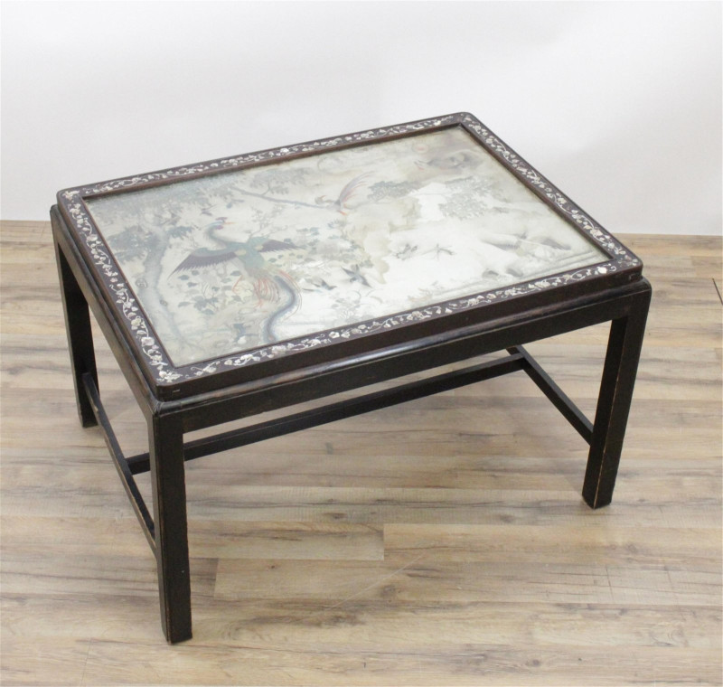 Chinese Carved &amp; Inlaid Table