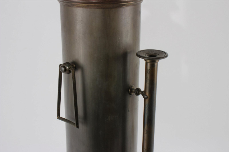 Industrial Brass &amp; Patinated Metal Lamp