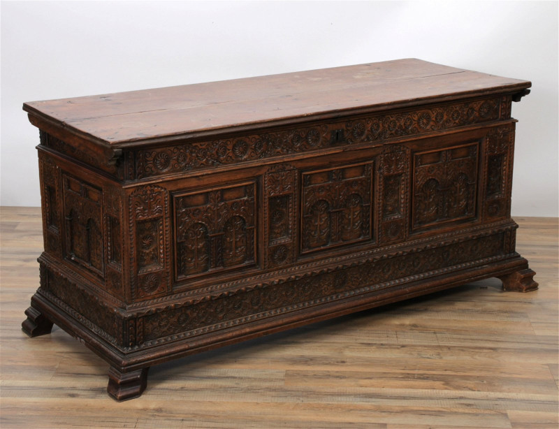 Italian Baroque Walnut Cassone, late 17th C