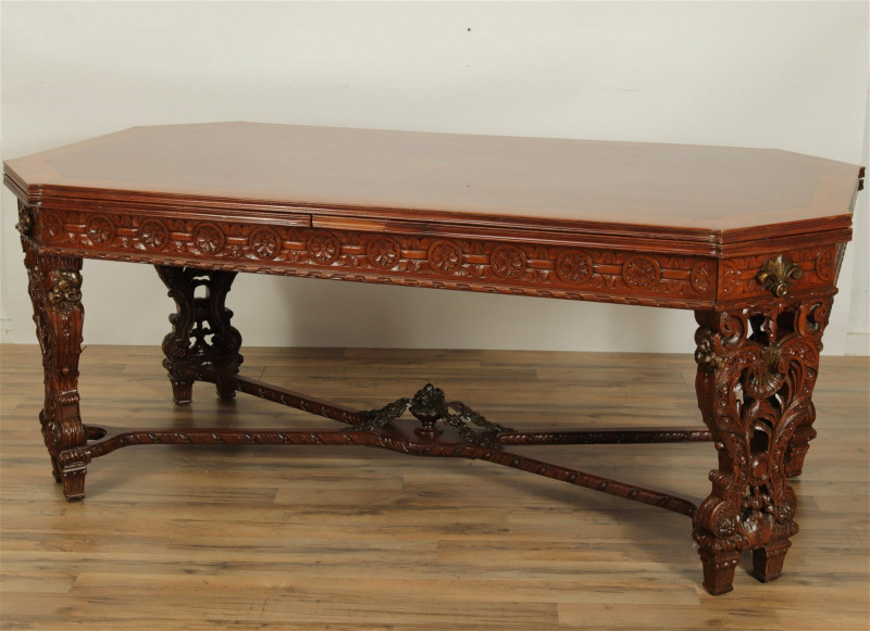 Regency Style Inlaid Mahogany Dining Table