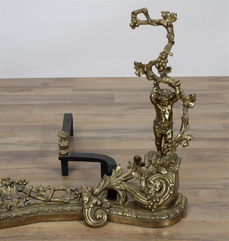 Pair of Louis XV Style Gilt Brass Figural Chenets