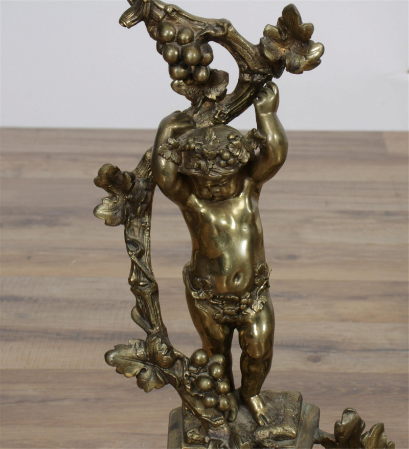 Pair of Louis XV Style Gilt Brass Figural Chenets