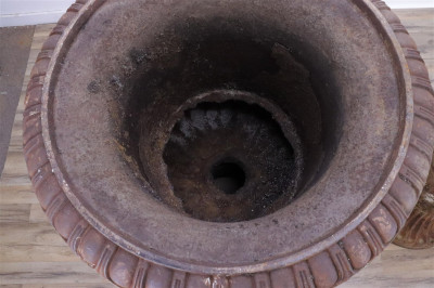 Pair of Massive Classical Style Cast Iron Urns