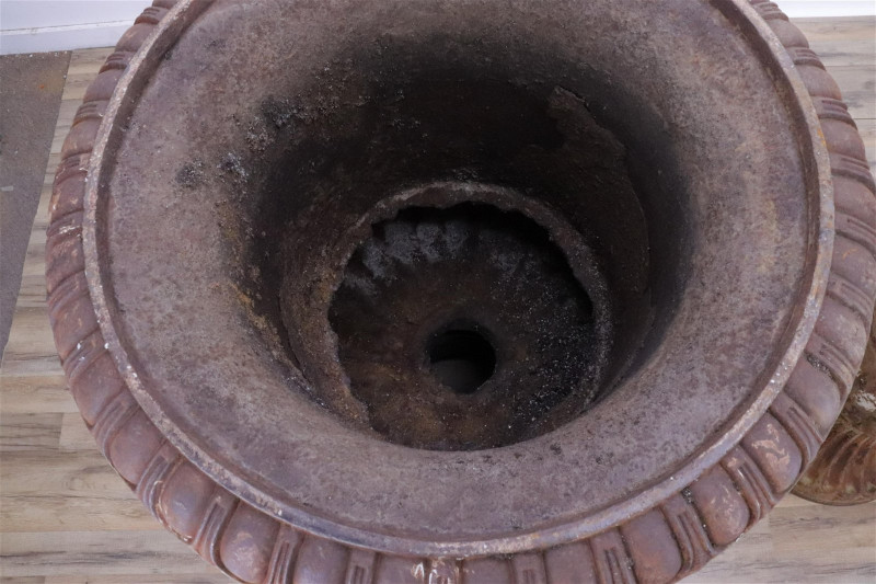 Pair of Massive Classical Style Cast Iron Urns