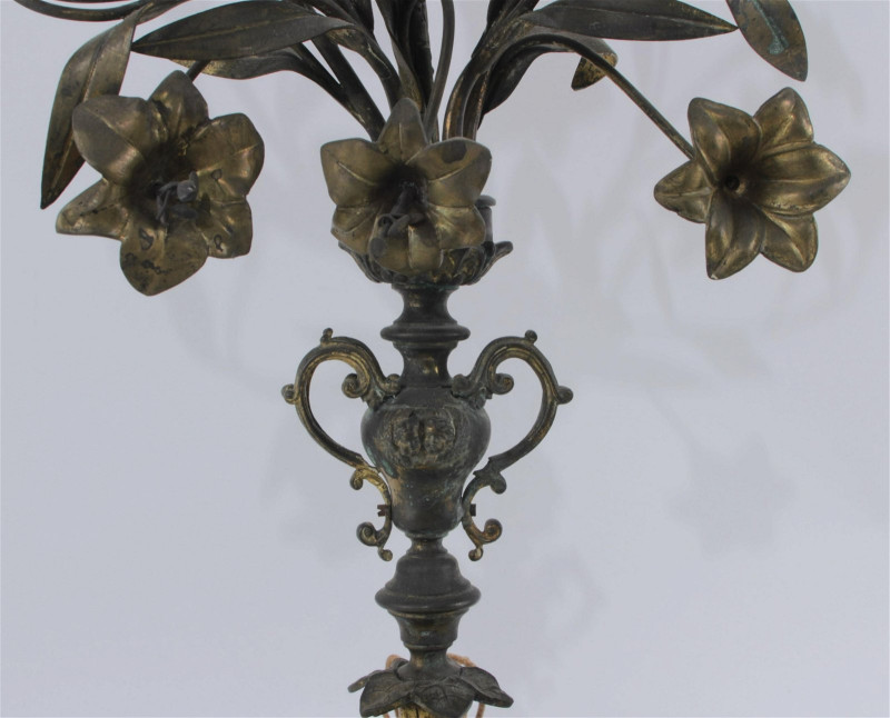 Pair of Louis XVI Style Parcel Gilt Lamps