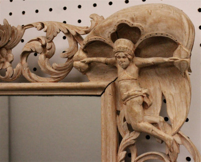 Rococo Style Figural Carved Cherry Mirror