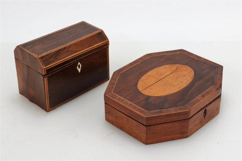 English Inlaid Rosewood Boxes, 19th C