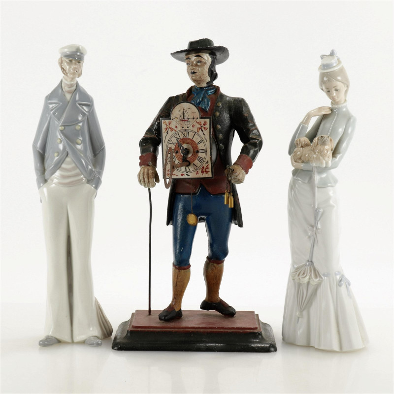 Cast Iron Clock Seller Clock - Lladro Figures