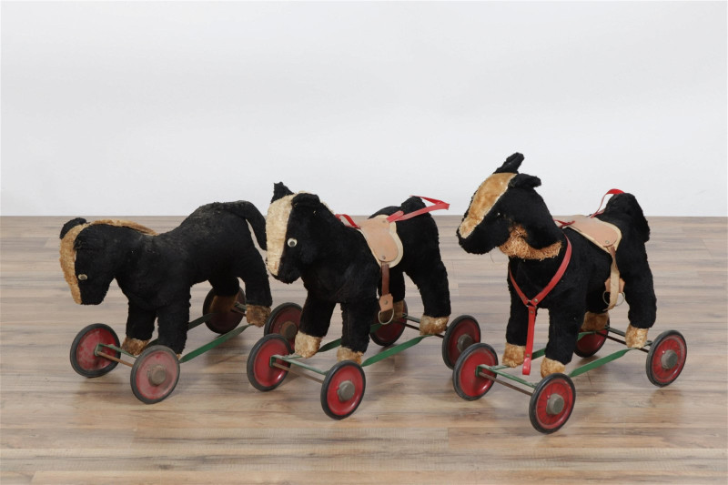 Steiff Style Antique Toy Wheeled Horses