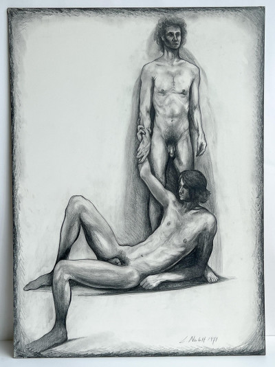 Lowell Nesbitt - Untitled (Two Nude Figures)