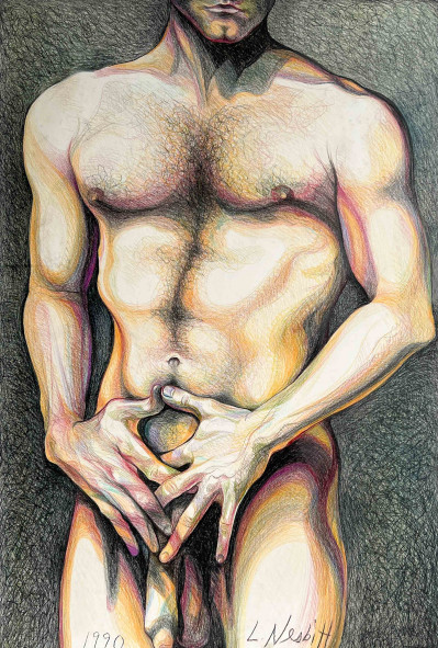 Image for Lot Lowell Nesbitt - Untitled (Nude in Orange and Purple)