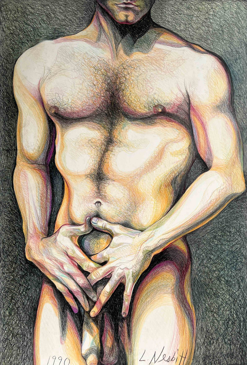 Lowell Nesbitt - Untitled (Nude in Orange and Purple)