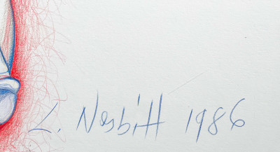 Lowell Nesbitt - Untitled (Nude in Blue and Red)