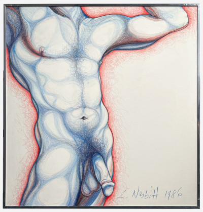 Lowell Nesbitt - Untitled (Nude in Blue and Red)