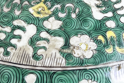 Pair of Chinese Porcelain Famille Verte Baluster Jars and Covers