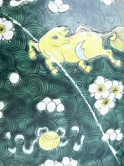 Pair of Chinese Porcelain Famille Verte Baluster Jars and Covers