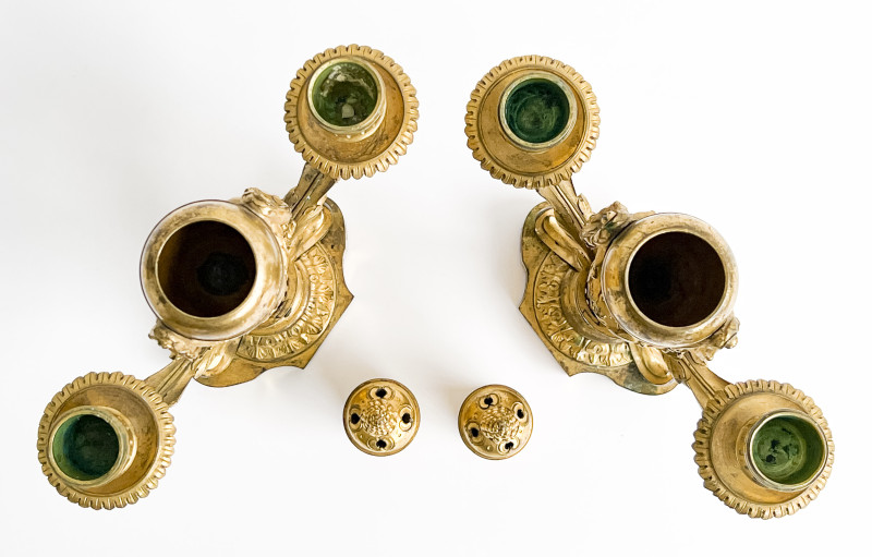 Pair of Louis XVI Gilt-Bronze Candelabra, in the manner of Jean-Charles Delafosse