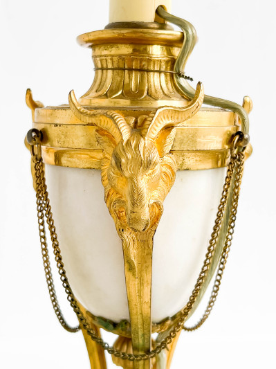 Pair of Louis XVI Ormolu-Mounted Marble Cassolettes, mounted as lamps