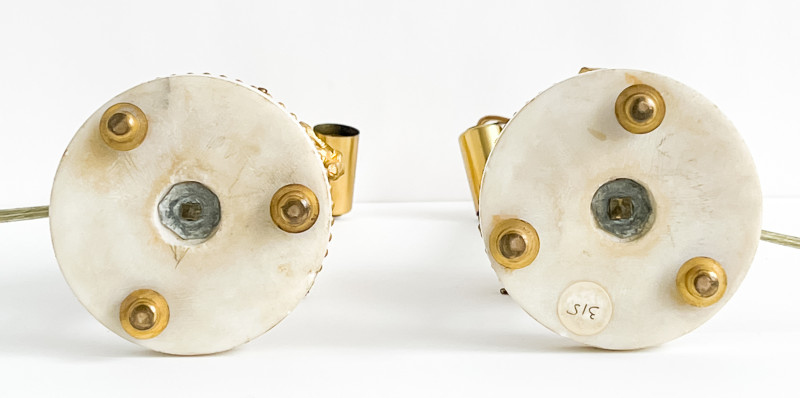 Pair of Louis XVI Ormolu-Mounted Marble Cassolettes, mounted as lamps