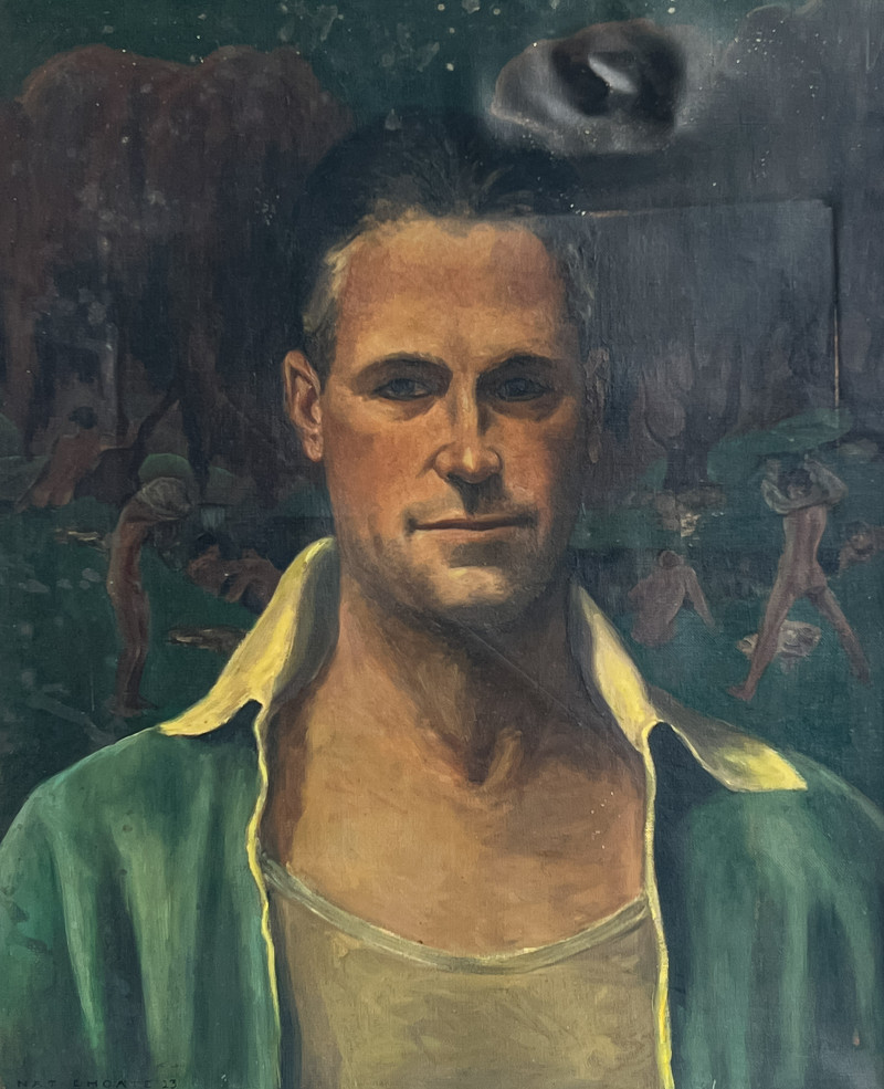 Nathaniel Choate - Untitled (Portrait of a Man with Bathers in Background)