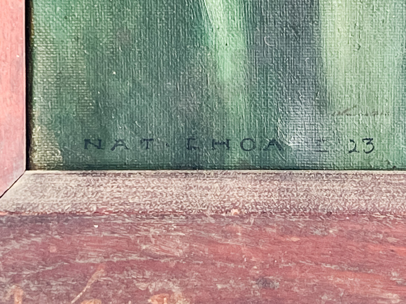 Nathaniel Choate - Untitled (Portrait of a Man with Bathers in Background)