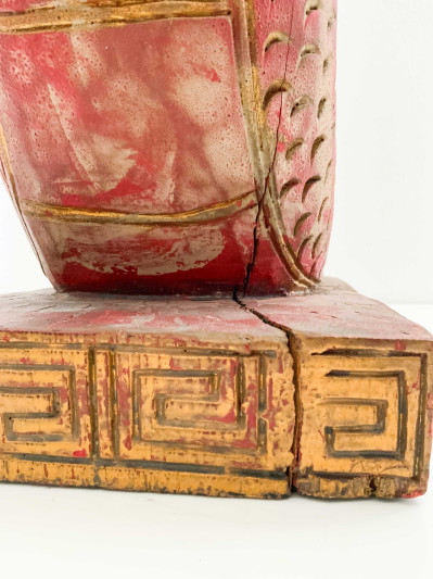 Chinese Carved and Painted Wood Dragon Form Support Column