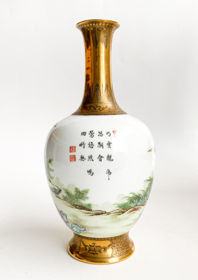 Chinese Enamel Decorated Porcelain Vase with Erotic Imagery