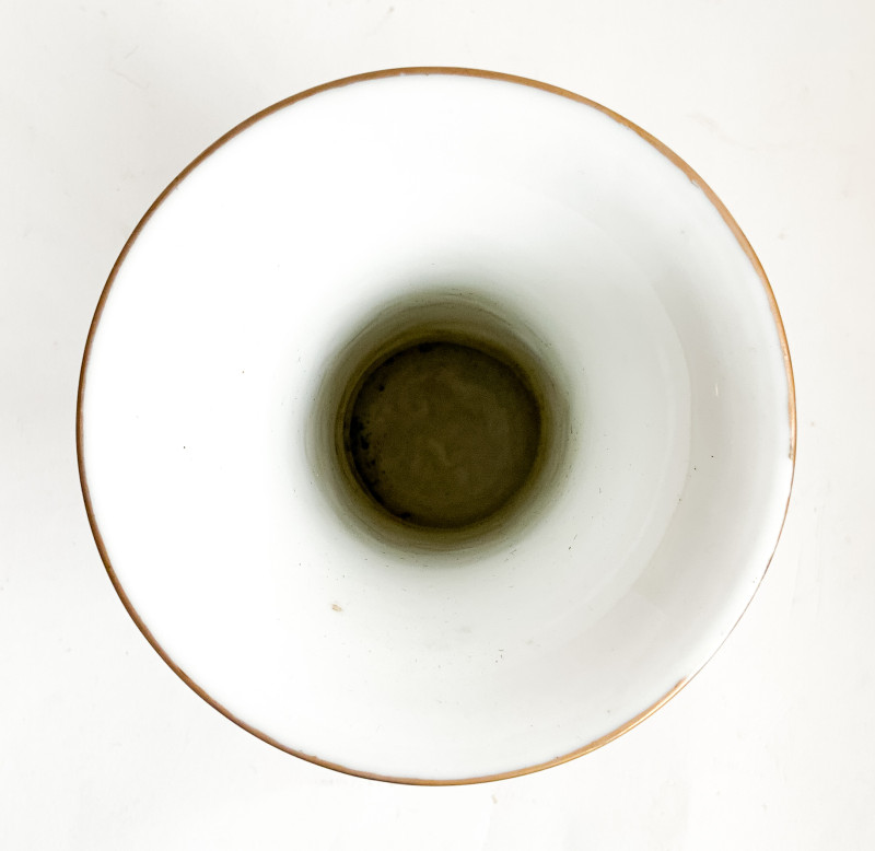 Chinese Enamel Decorated Porcelain Gu Vase with Erotic Imagery