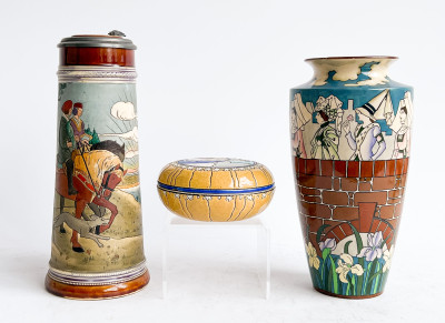 Assortment of English and Continental Pottery, including Longwy and Foley Intarsio