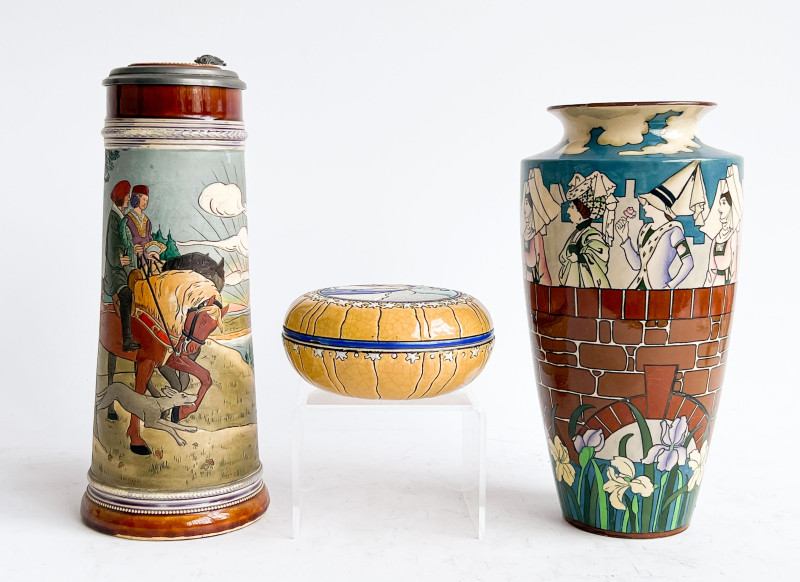Assortment of English and Continental Pottery, including Longwy and Foley Intarsio