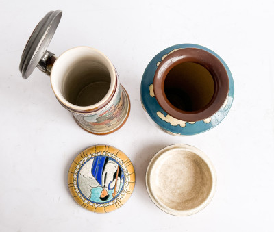 Assortment of English and Continental Pottery, including Longwy and Foley Intarsio