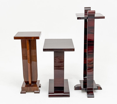 Assortment of Art Deco Lacquered Tables and Stands, in the style of Jules Leleu