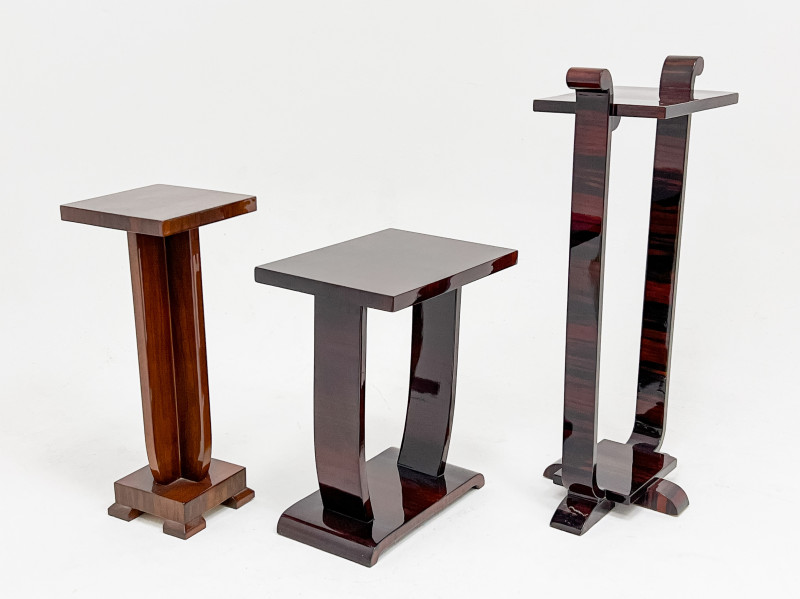 Assortment of Art Deco Lacquered Tables and Stands, in the style of Jules Leleu
