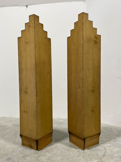 Pair of Mirrored Glass Corner Shelves, in the style of Paul T. Frankl