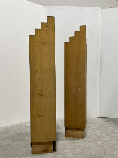 Pair of Mirrored Glass Corner Shelves, in the style of Paul T. Frankl