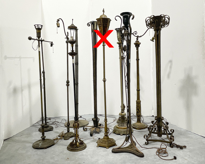 Assortment of 11 Floor Lamps, in the style of Oscar Bach and Edgar Brandt