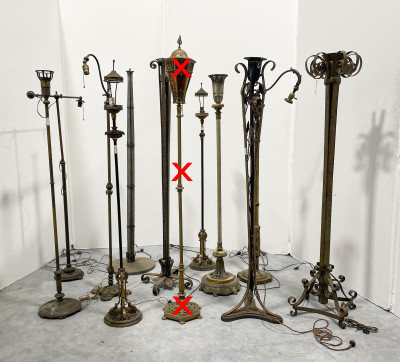 Assortment of 11 Floor Lamps, in the style of Oscar Bach and Edgar Brandt