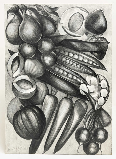 Lowell Nesbitt - Untitled (Still Life with Acorn Squash, Radishes, and Carrots)