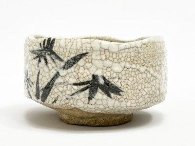Japanese Shino ware Tea Bowl (Chawan) with Bamboo Decoration