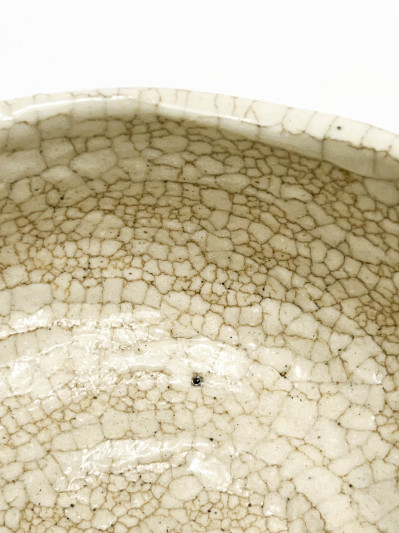 Japanese Shino ware Tea Bowl (Chawan) with Bamboo Decoration