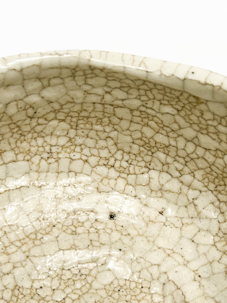 Japanese Shino ware Tea Bowl (Chawan) with Bamboo Decoration